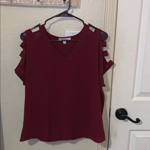 Maroon cut shoulder top